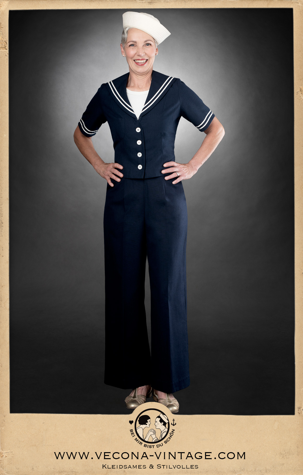 1930s Marlene Trousers HIGH TIDE Navy Blue