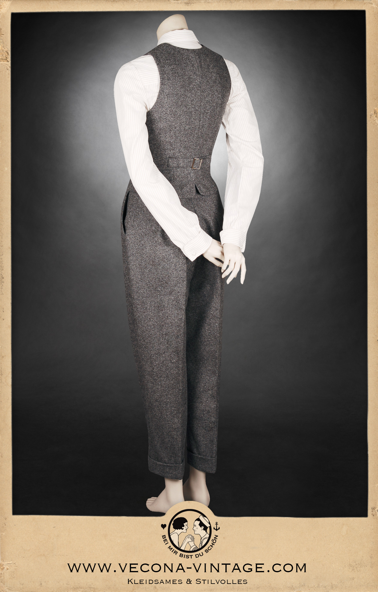 1940s Slacks LADY GREY Tweed grau