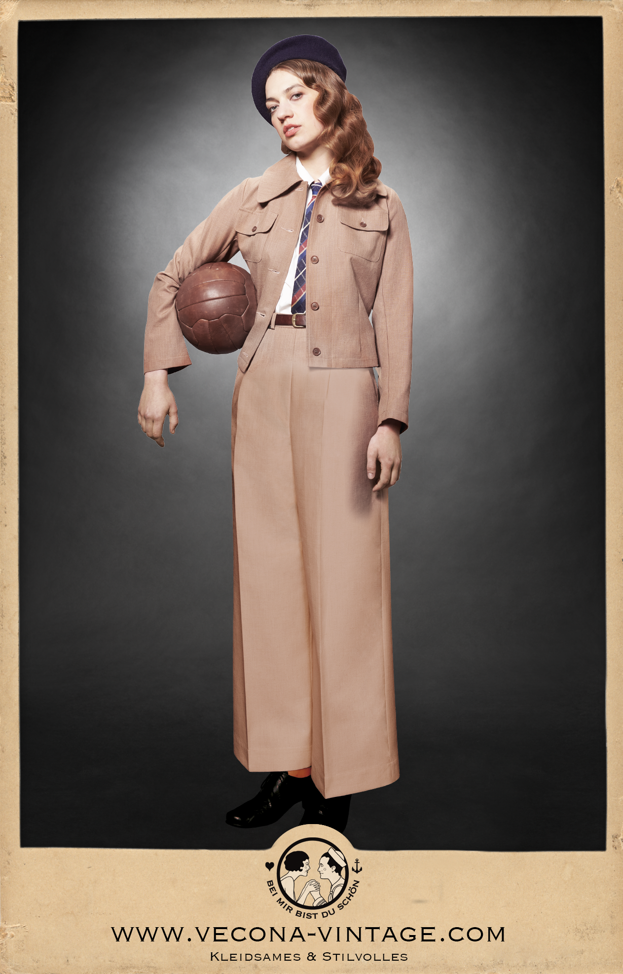 sweetgeorgiabrown marlenehose - Marlene pants - leinenmischgewebe - linen blend - mandelbraun - almond brown - mit Sportjacke - with sports jacket