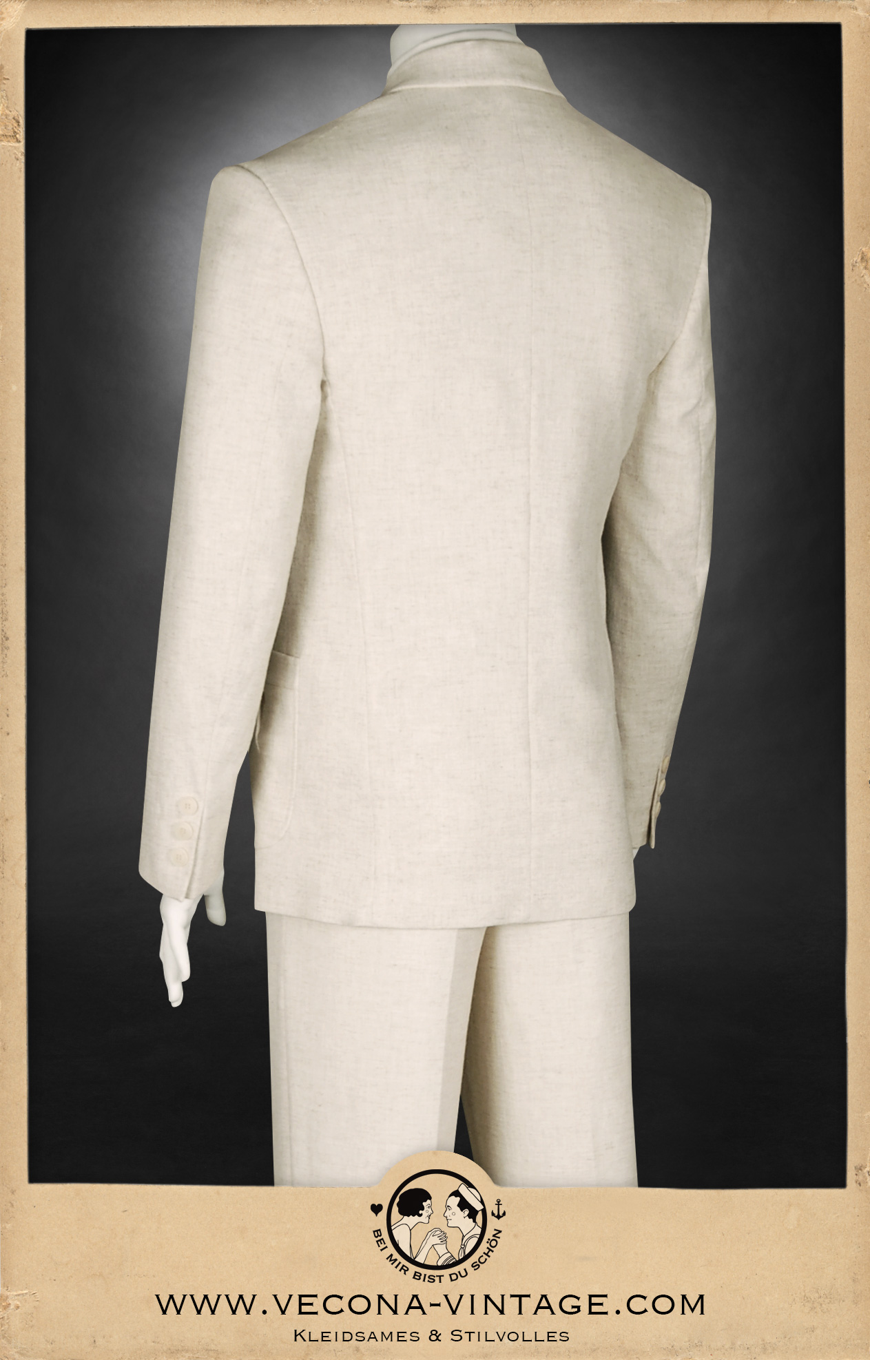Jackett aus Leinenmischgewebe naturfarben - jacket made of ecru linen blend, Rückansicht - back view Jackett aus Leinenmischgewebe naturfarben - jacket made of ecru linen blend, Rückansicht - back view