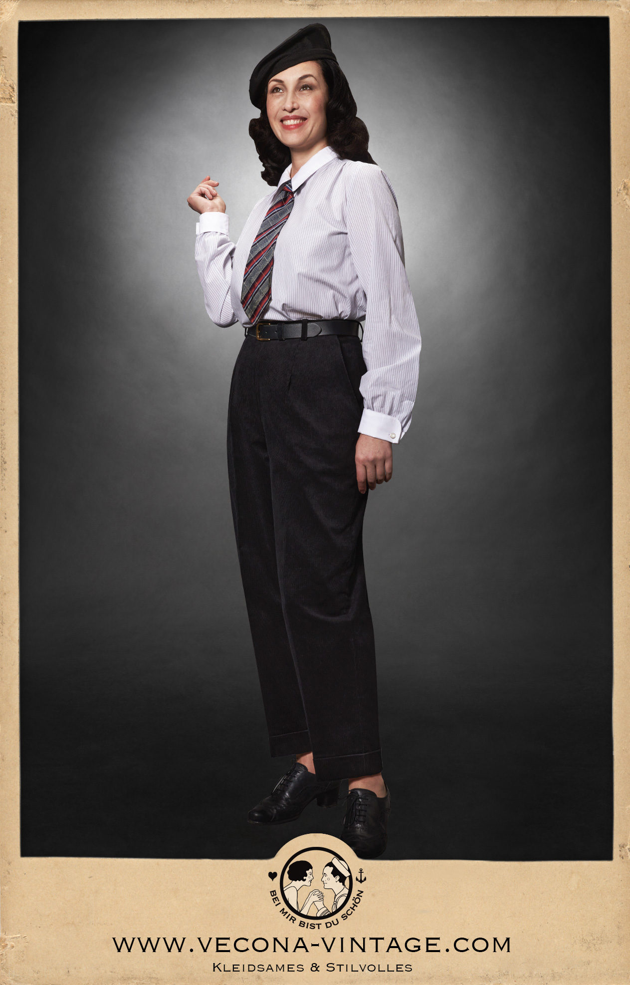 1940s Slacks KATHERINE Cord schwarz