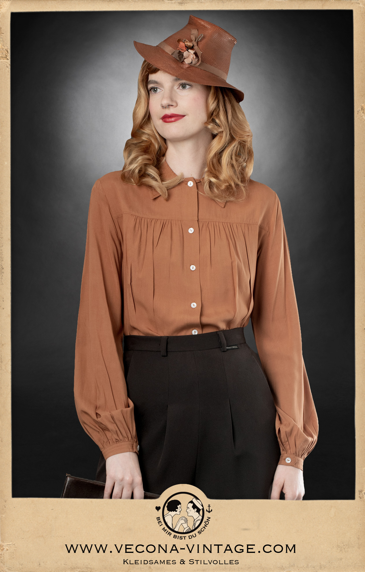 Bluse GRETA Langarm kupfer