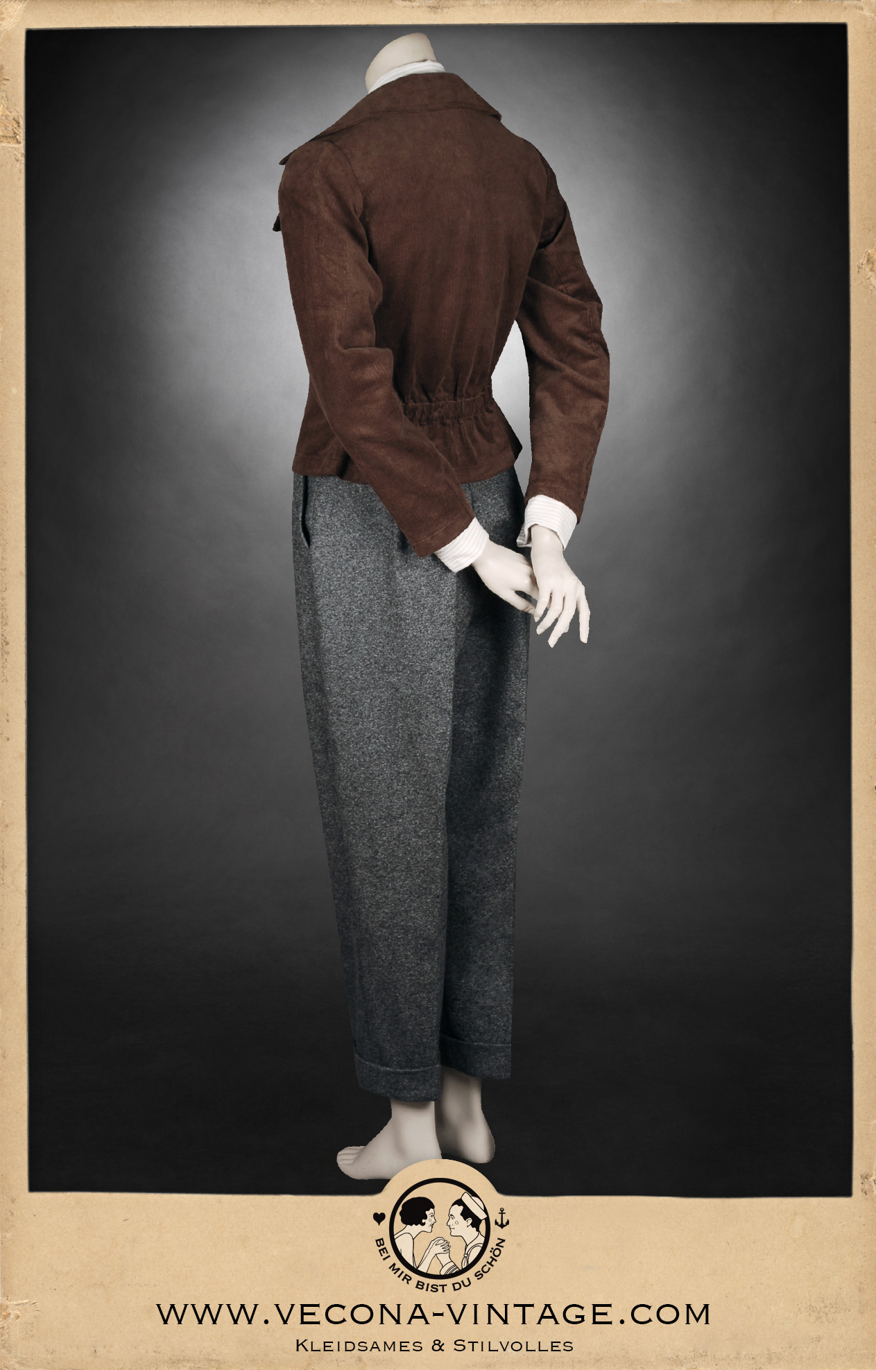 1940s Slacks LADY GREY Tweed grau