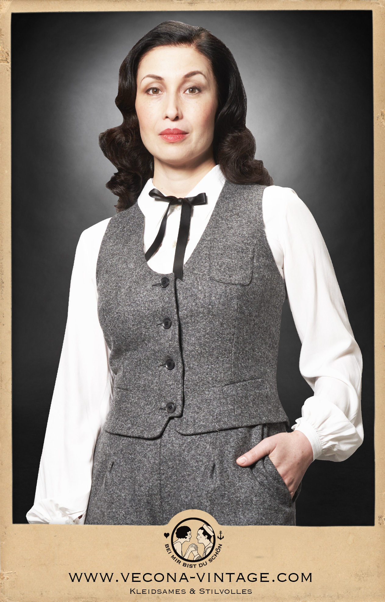 Weste LADY GREY Tweed grau